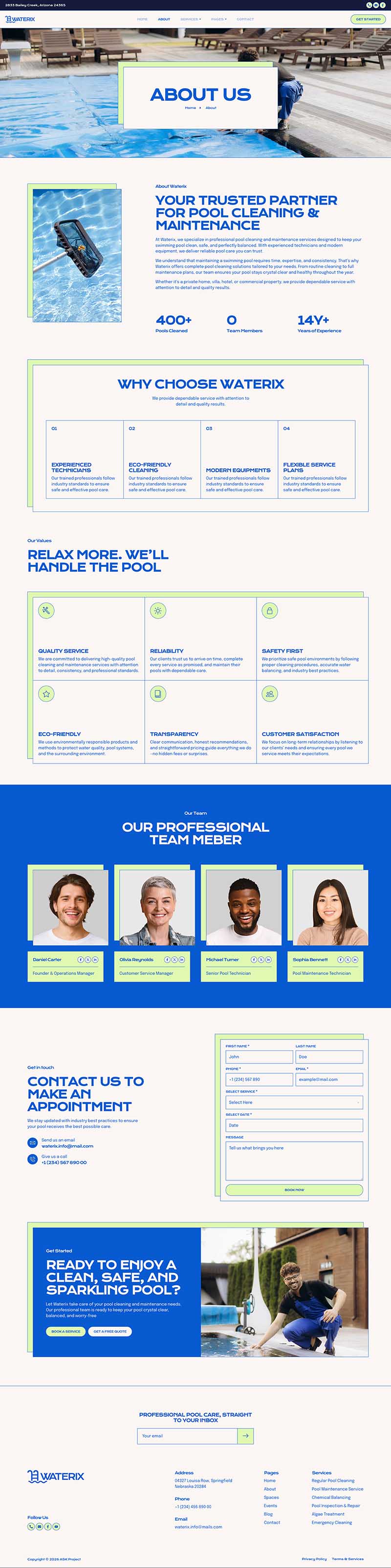 About — Waterix - Pool Cleaning & Maintenance Service Elementor Template