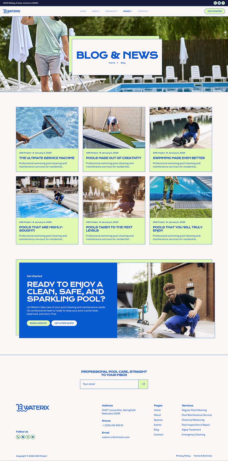 Blog — Waterix - Pool Cleaning & Maintenance Service Elementor Template