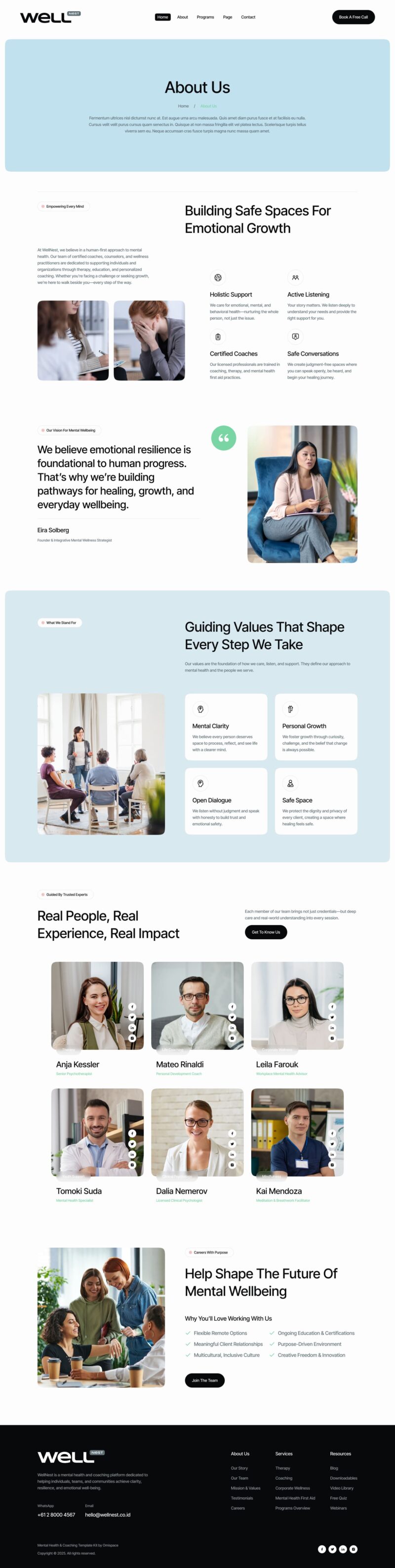 About Us — Well – Mental Health & Coaching Elementor Template