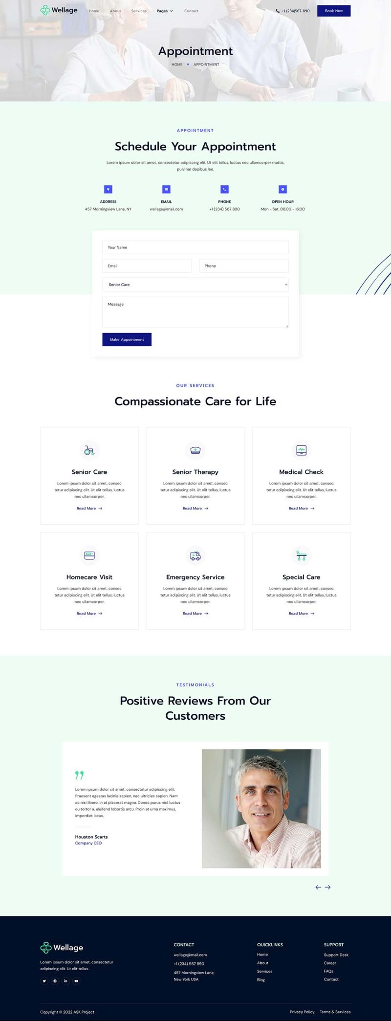 Appointment — Wellage - Senior & Elderly Care Service Elementor Template