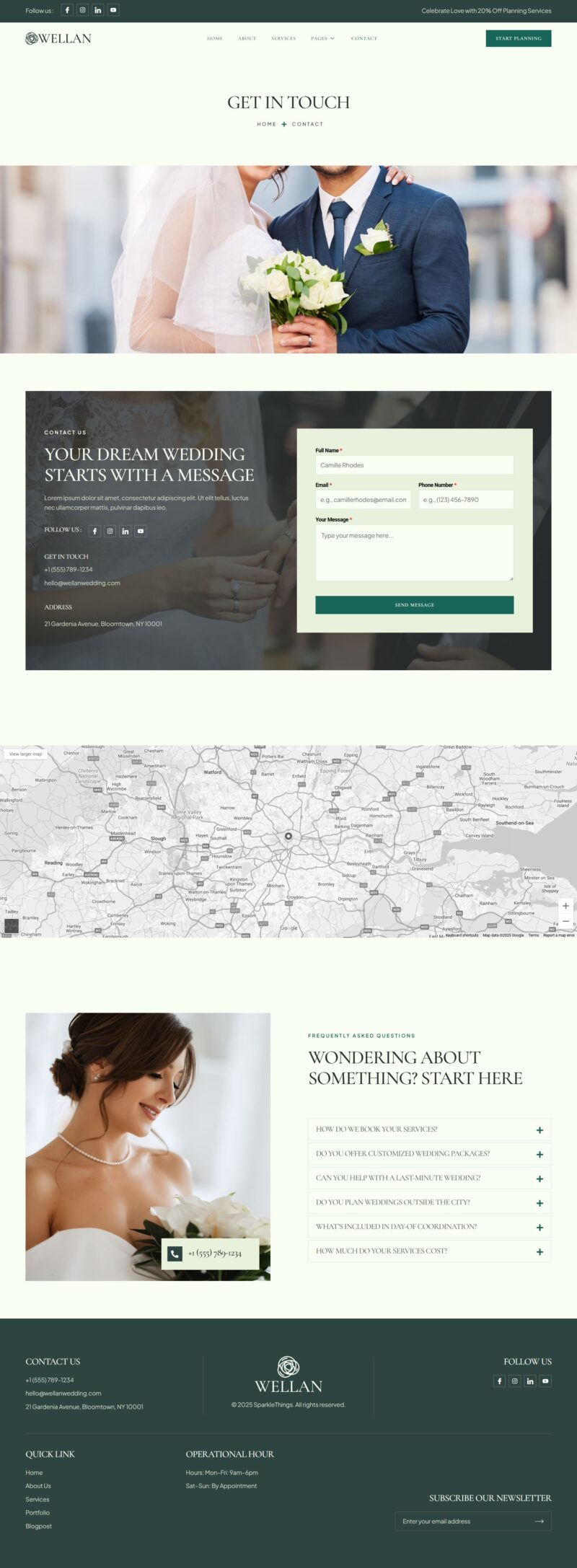 Contact — Wellan - Wedding & Wedding Planner Elementor Template