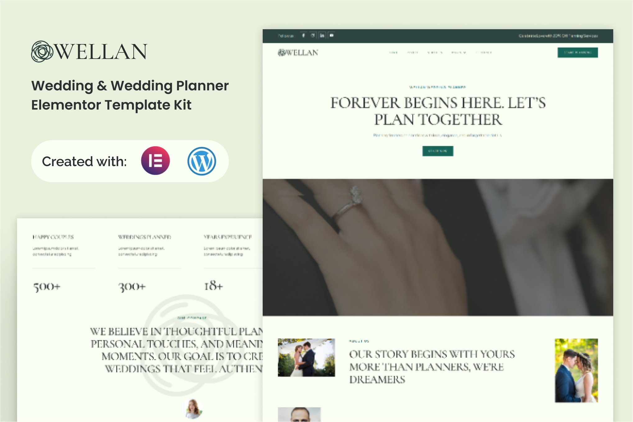 Wellan - Wedding & Wedding Planner Elementor Template — Elementor template kit cover