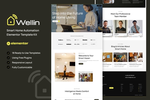 Wellin - Smart Home Automation Elementor Template — Elementor template kit cover