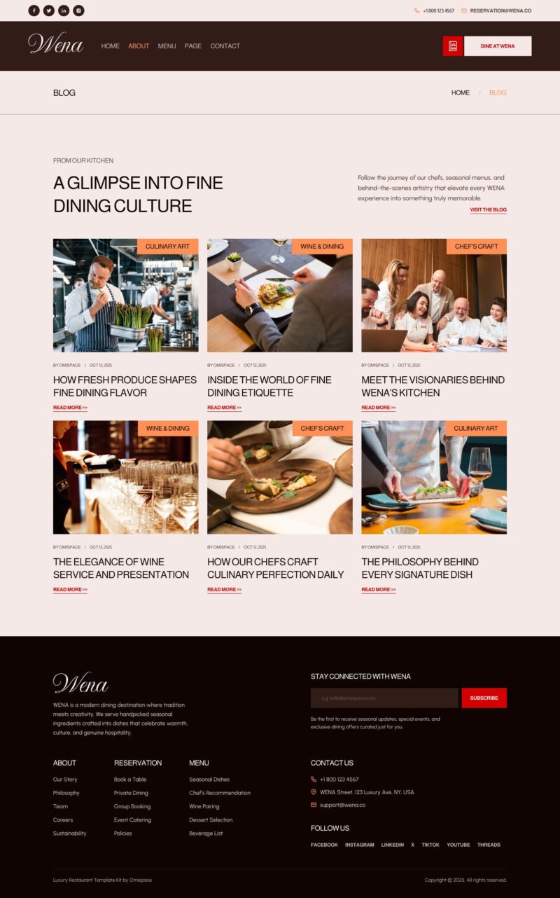 Blog — Wena - Luxury Restaurant Elementor Template