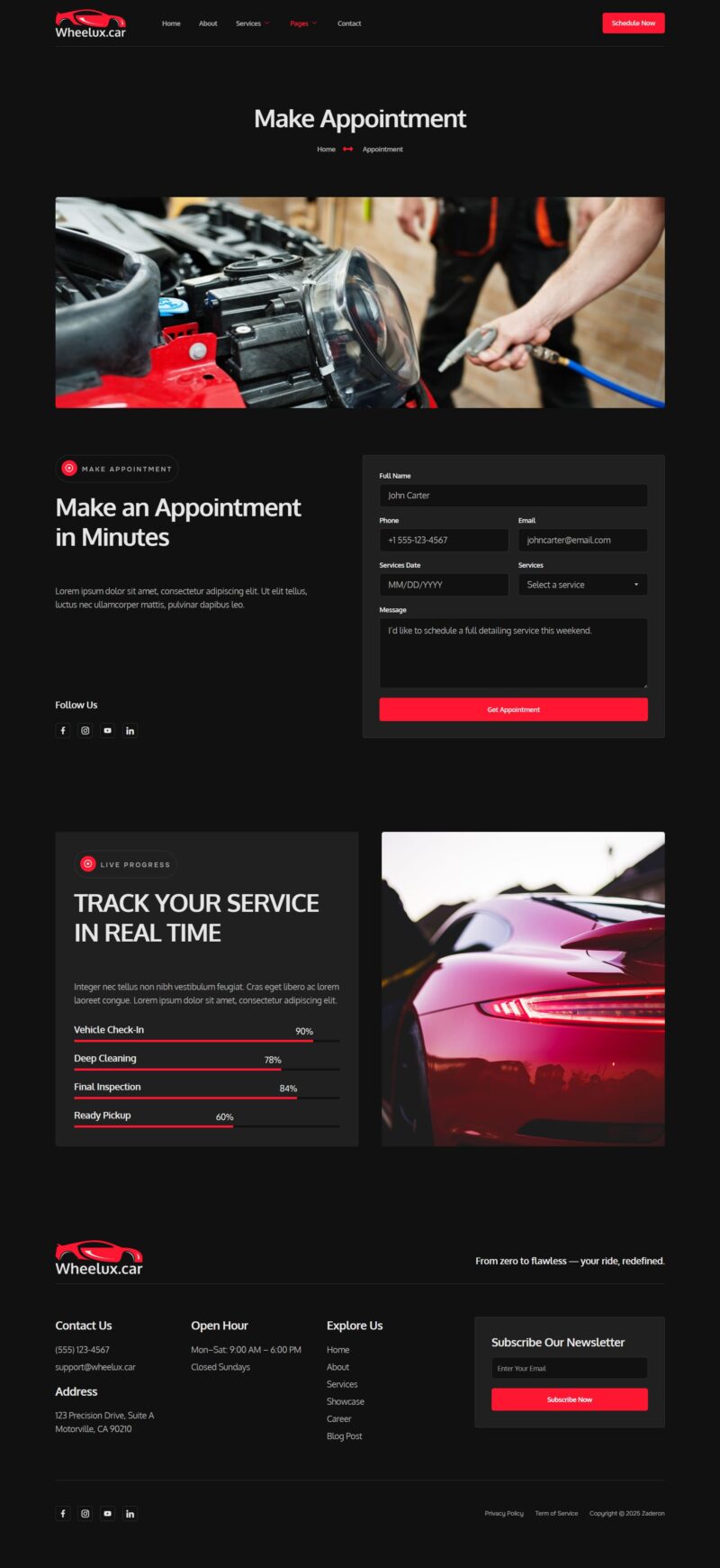 Appointment — Wheelux - Car Detailing Services & Car Repair Elementor Template Kits Elementor Template