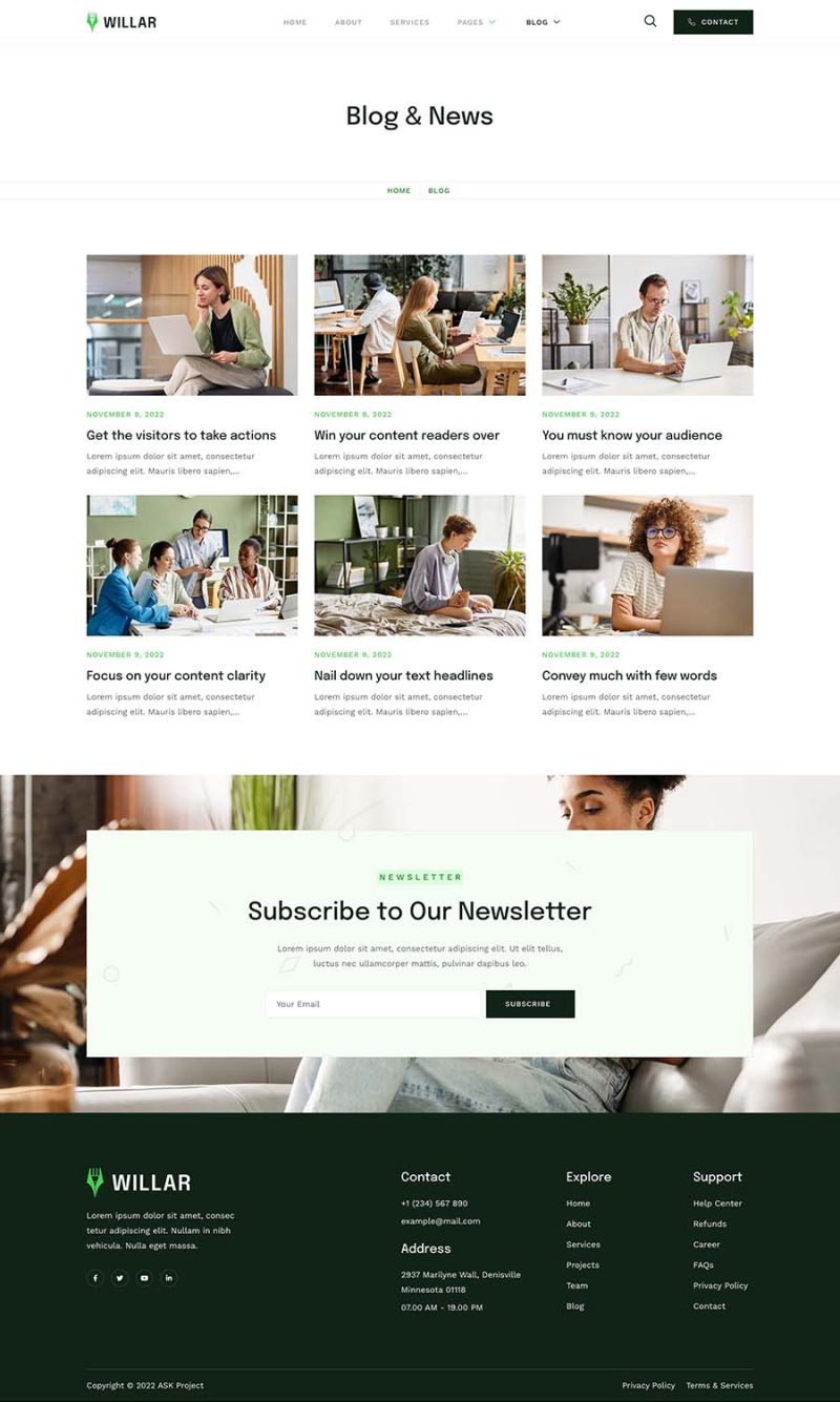 Blog — Willar - Content Copywriting Services Elementor Template