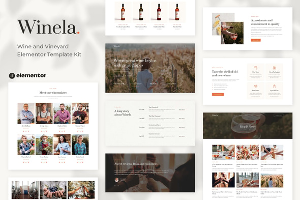 Winela - Wine and Vineyard Elementor Template — Elementor template kit cover