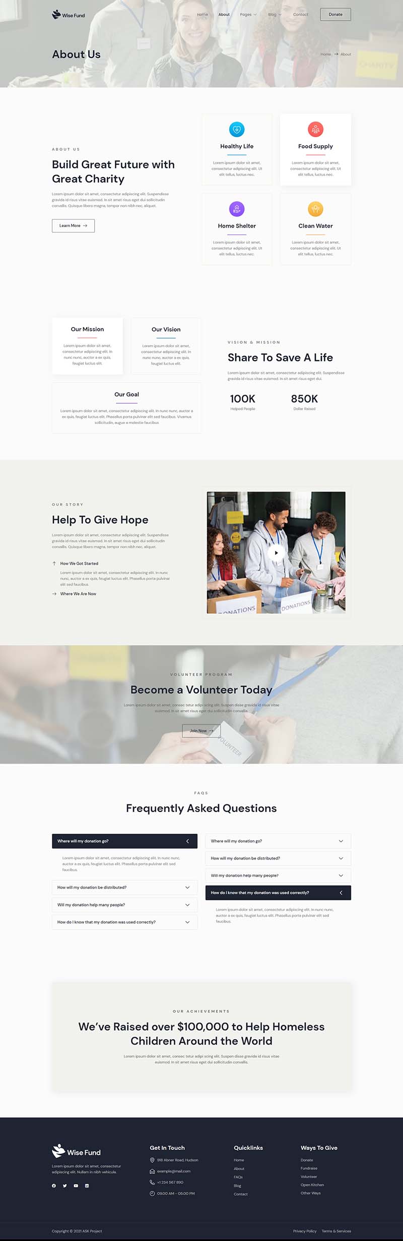 About — Wise Fund - Charity & Donation Elementor Template