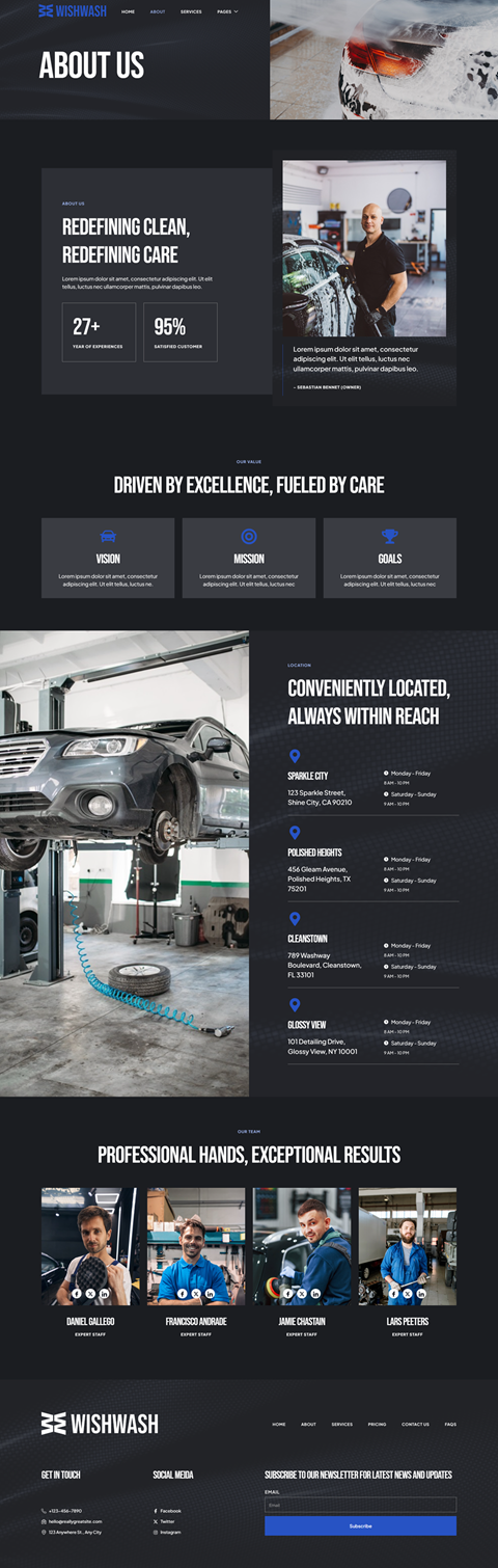 About — WishWash - Car Wash & Detailing Service Elementor Template