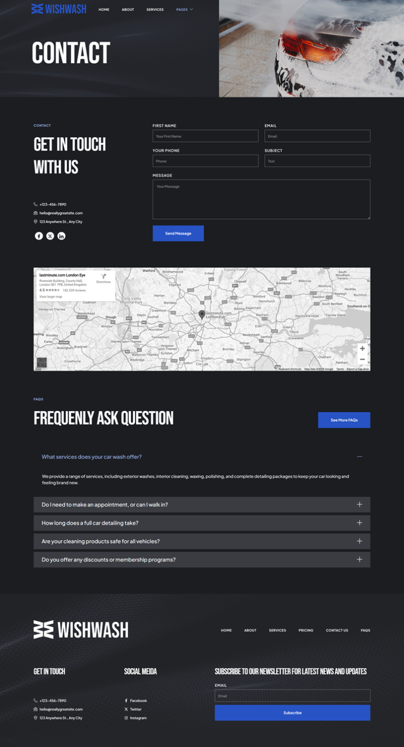 Contact — WishWash - Car Wash & Detailing Service Elementor Template