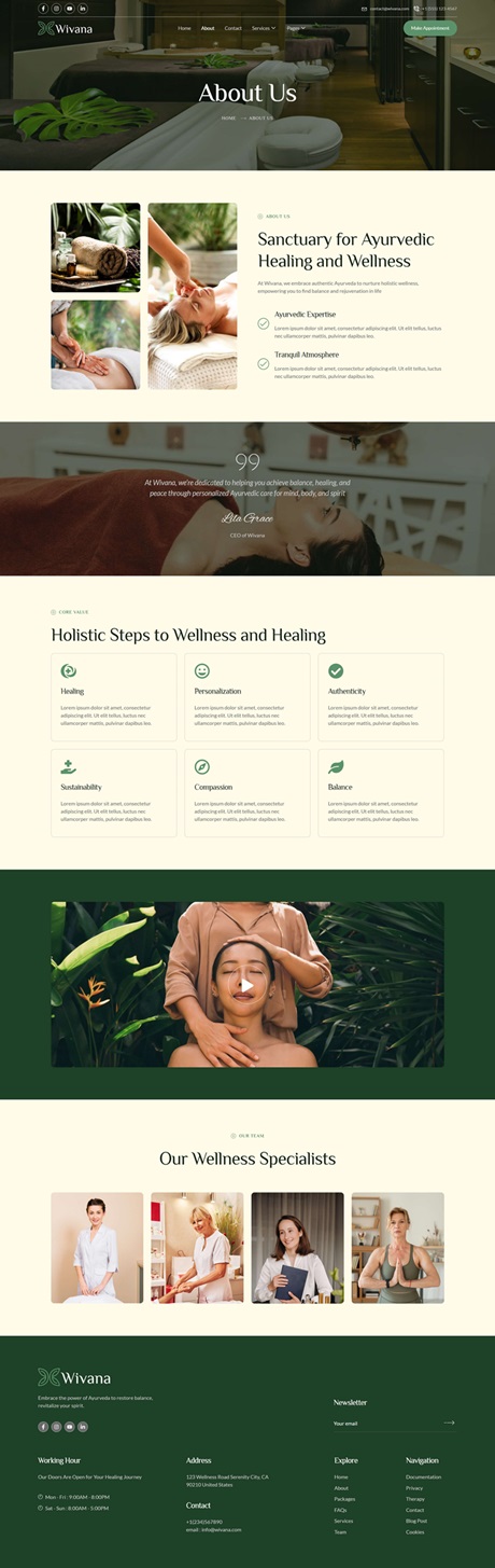 About Us — Wivana - Ayurveda Treatment & Spa Elementor Template