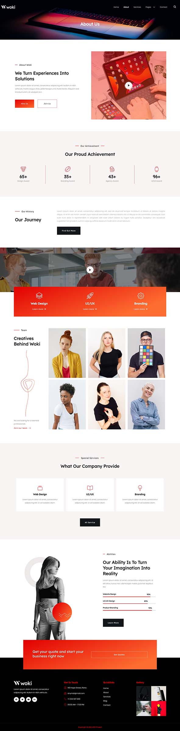 About — Woki - Creative Agency Elementor Template