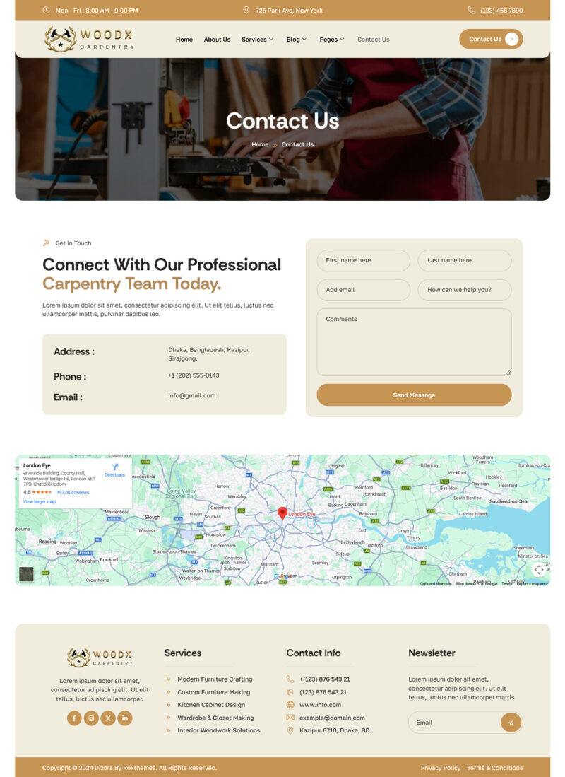 Contact Us — Woodx - Carpentry & Woodworking Elementor Template