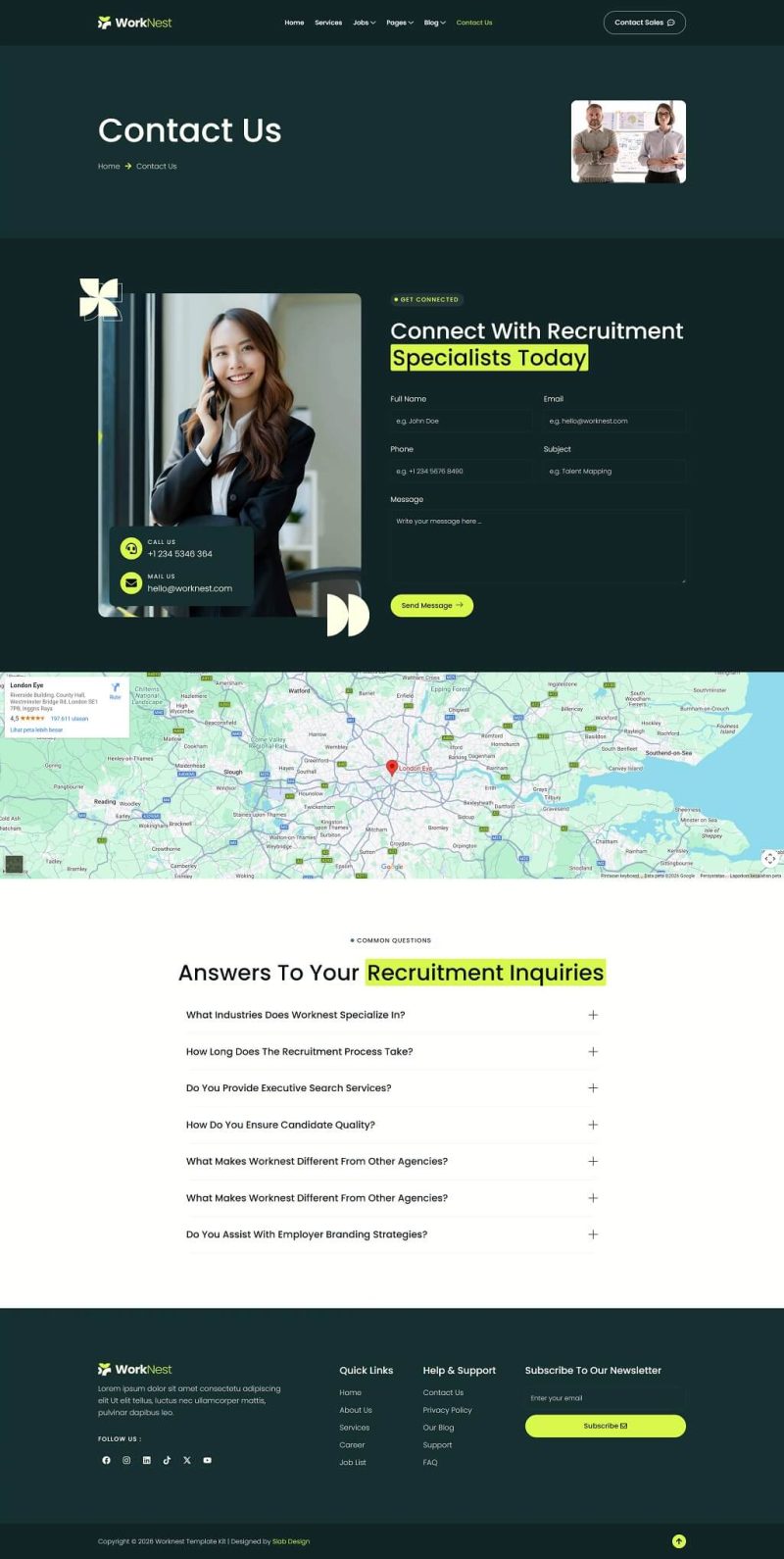 Contact Us — Worknest - Human Resources & Recruitment Agency Elementor Template