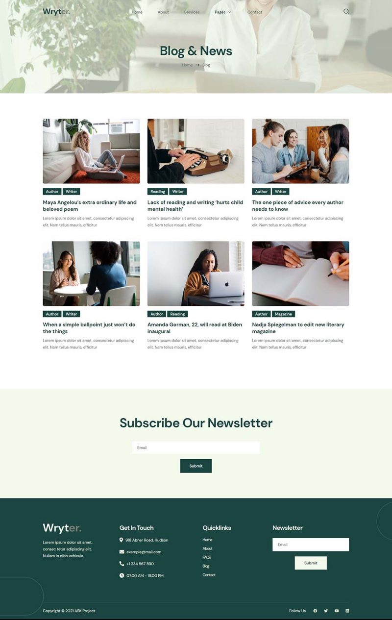 Blog — Wryter - Content Copywriting Services Elementor Template