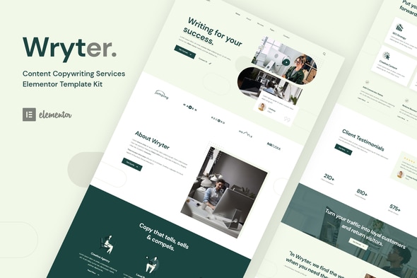 Wryter - Content Copywriting Services Elementor Template — Elementor template kit cover