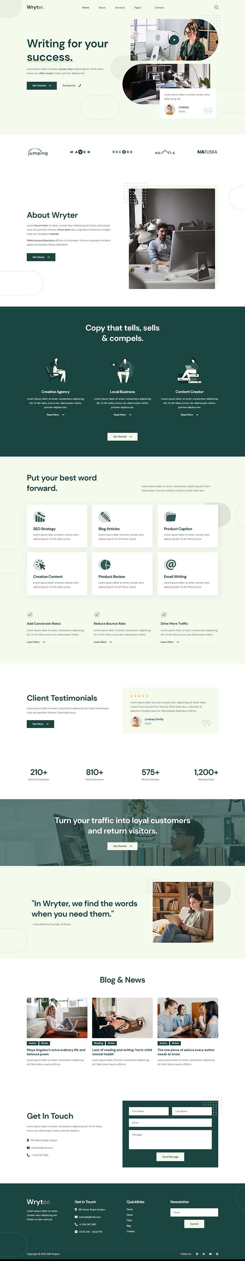 Home — Wryter - Content Copywriting Services Elementor Template