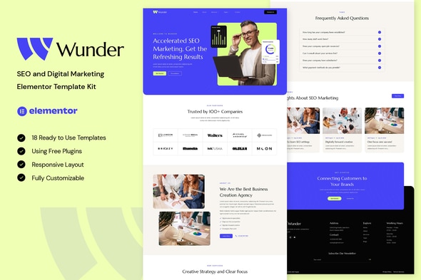 Wunder - SEO & Digital Marketing Elementor Template — Elementor template kit cover