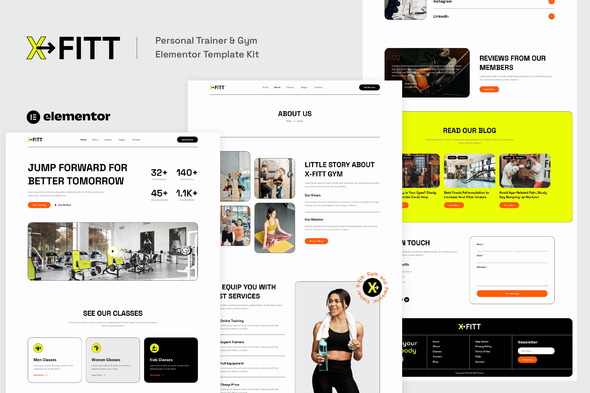 X-Fitt - Personal Trainer & Gym Elementor Template — Elementor template kit cover