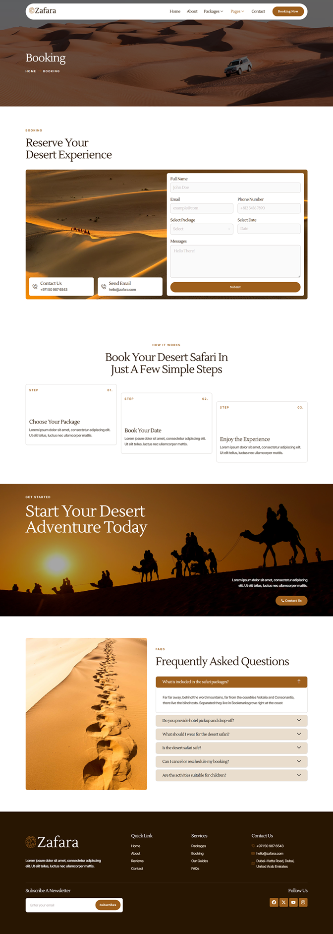 Booking — Zafara - Desert Safari Tours Elementor Template