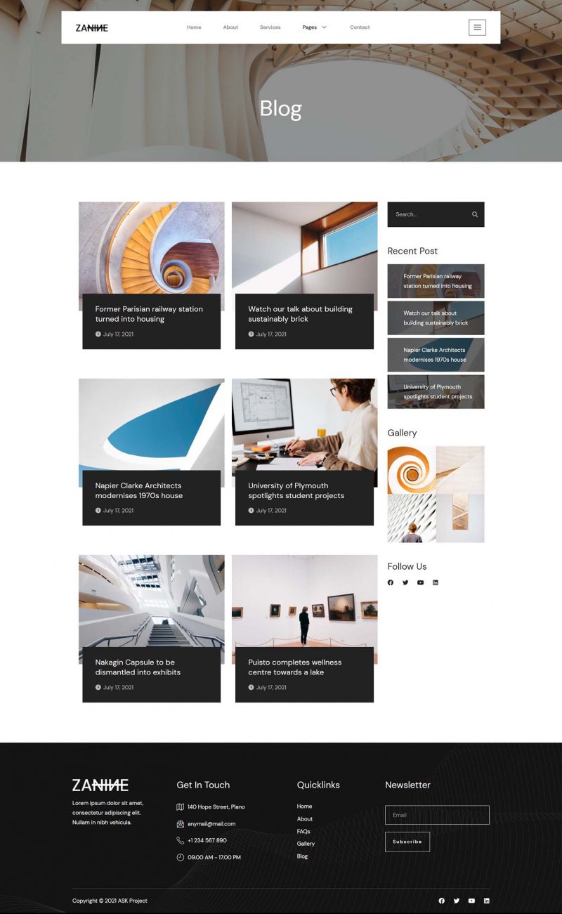 Blog — Zanine - Architecture Agency Elementor Template