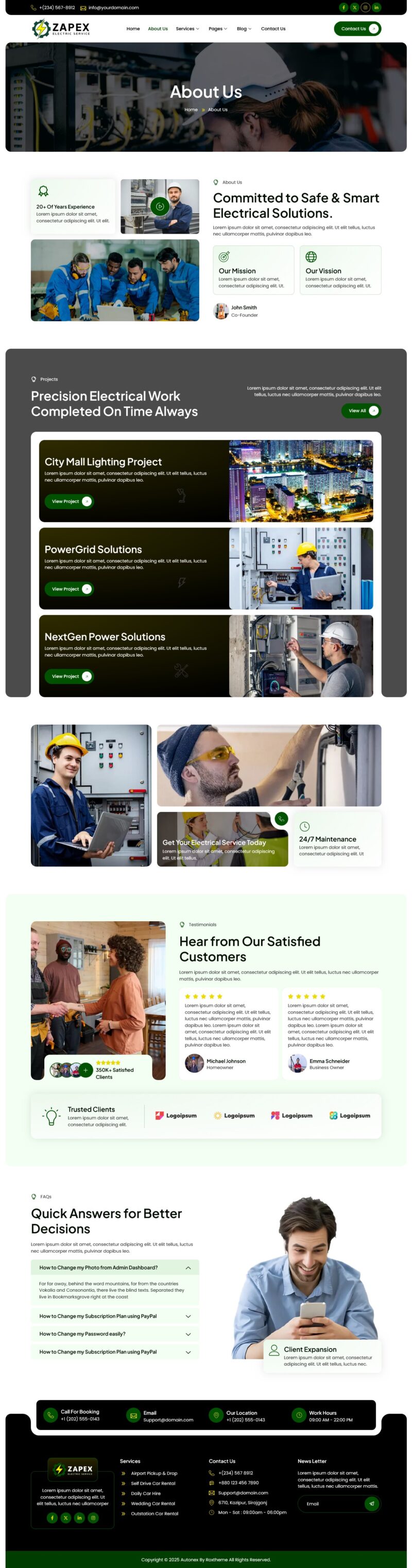 About Us — Zapex - Electrical Services Elementor Template