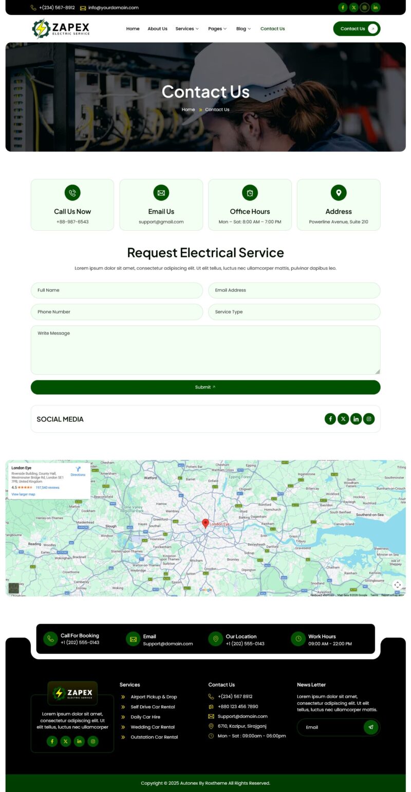 Contact Us — Zapex - Electrical Services Elementor Template