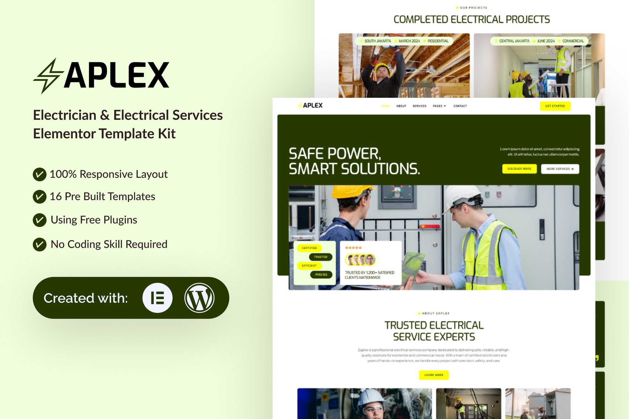 Zaplex - Electrician & Electrical Services Elementor Template — Elementor template kit cover