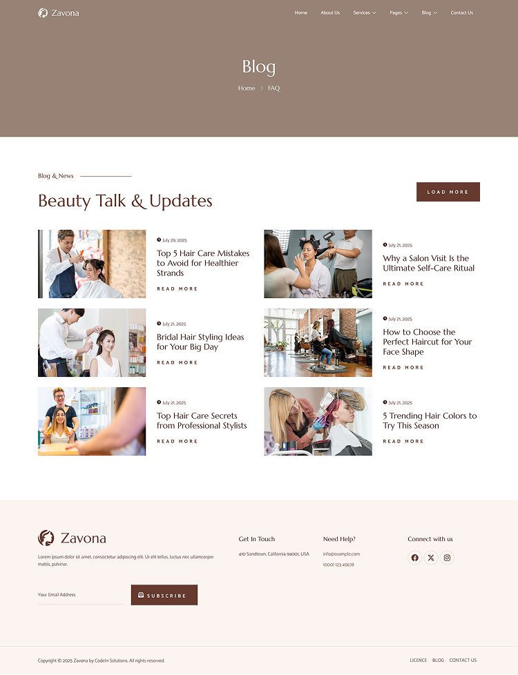 Blog — Zavona - Hair & Beauty Salon Elementor Template