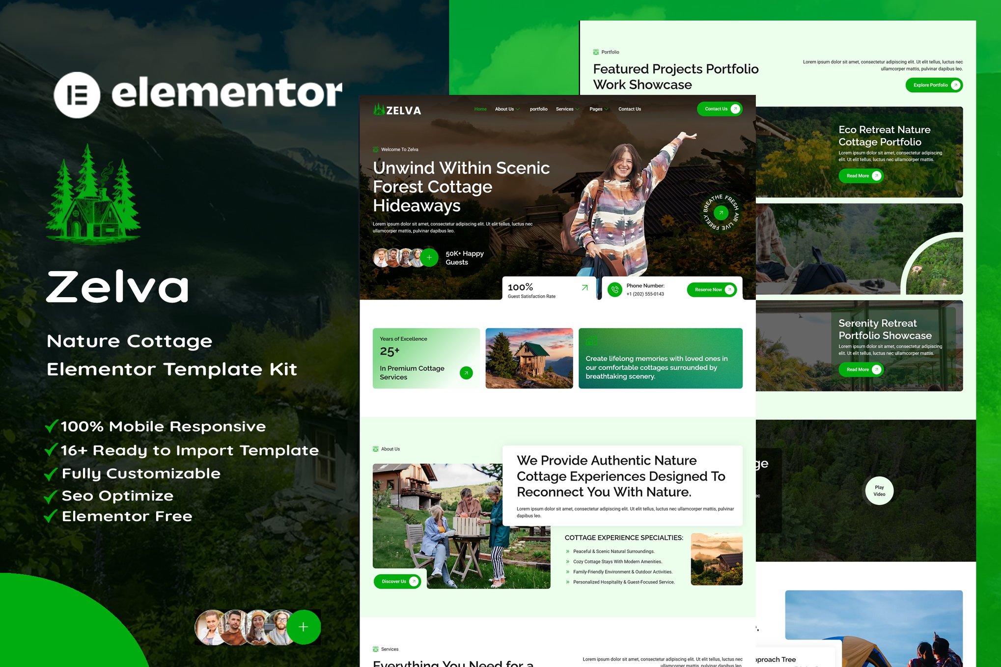 Zelva - Nature Cottage Elementor Template — Elementor template kit cover