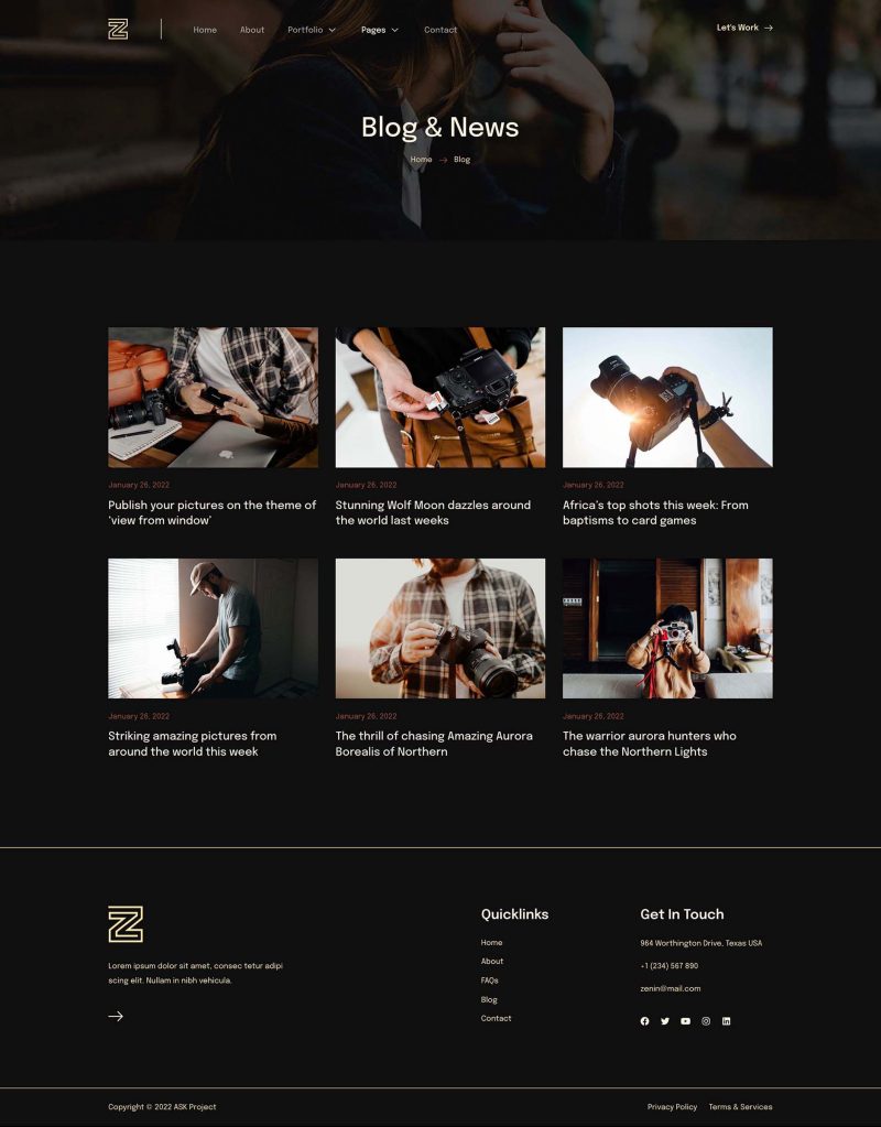 Blog — Zenin - Photography & Portfolio Elementor Template