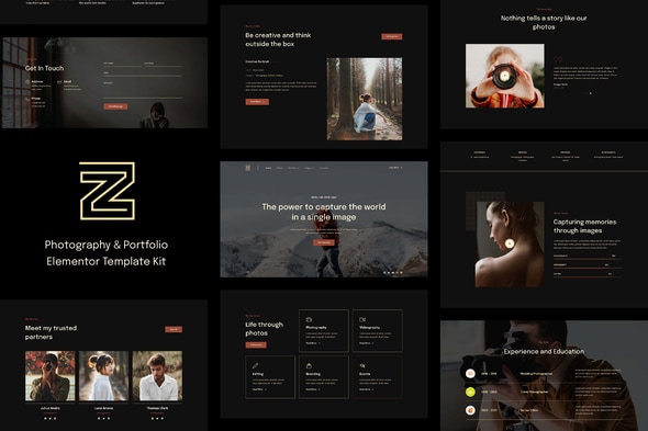 Zenin - Photography & Portfolio Elementor Template — Elementor template kit cover
