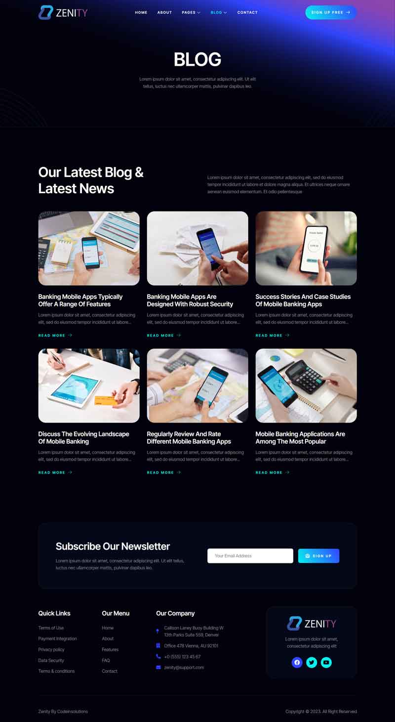 Blog — Zenity – Mobile App Landing Page Elementor Template