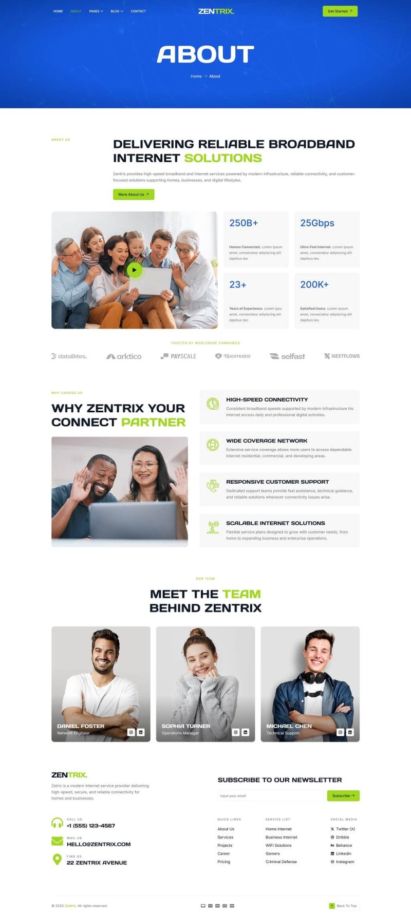 About — Zentrix - Broadband & Internet Provider Elementor Template