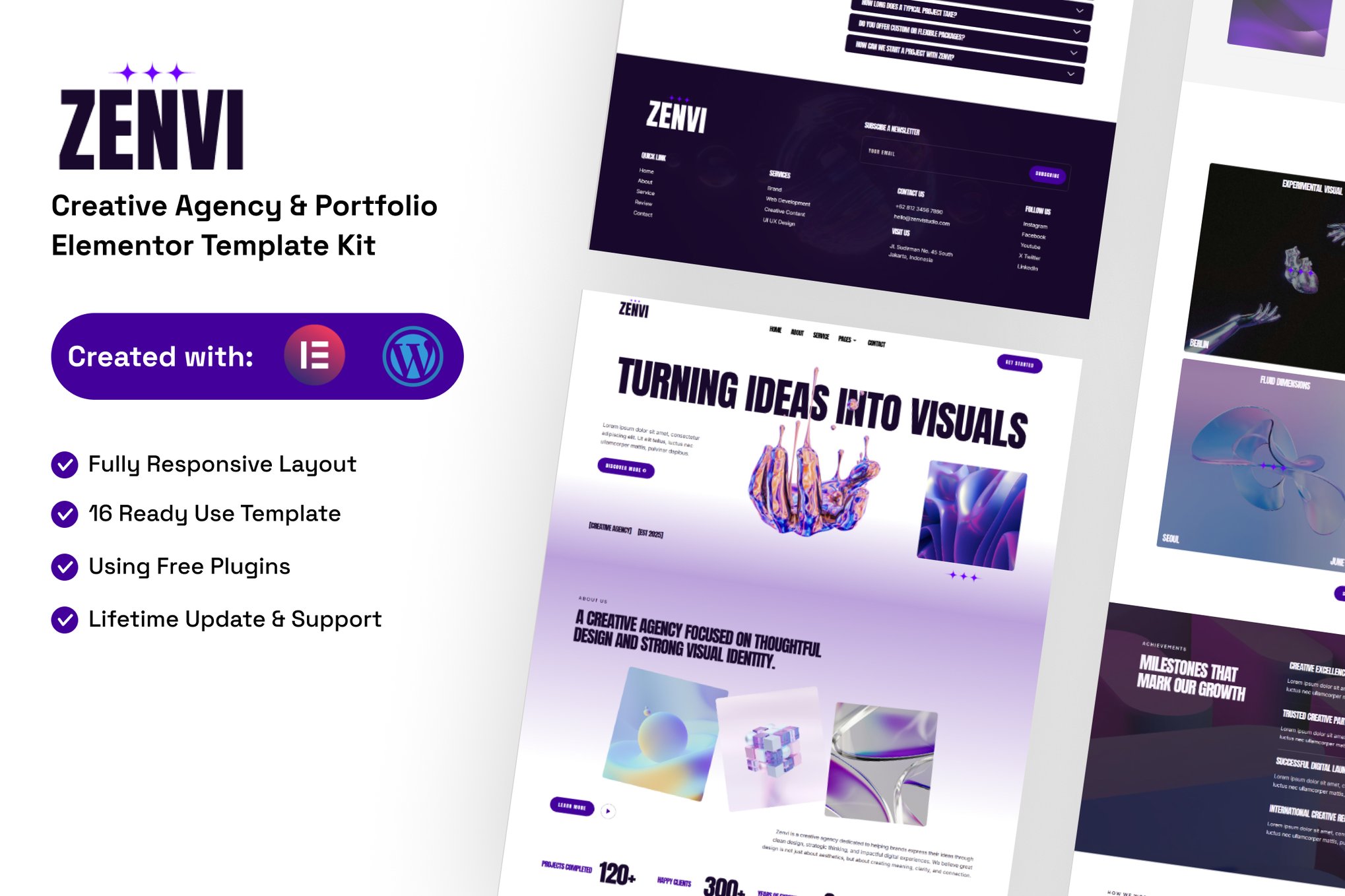 Zenvi - Creative Agency & Portfolio Elementor Template — Elementor template kit cover
