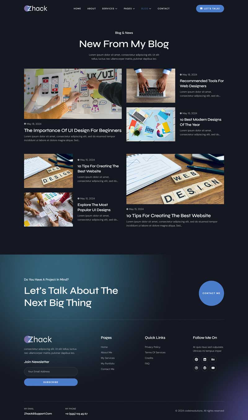 Blog — Zhack - Personal Portfolio & Resume Elementor Template