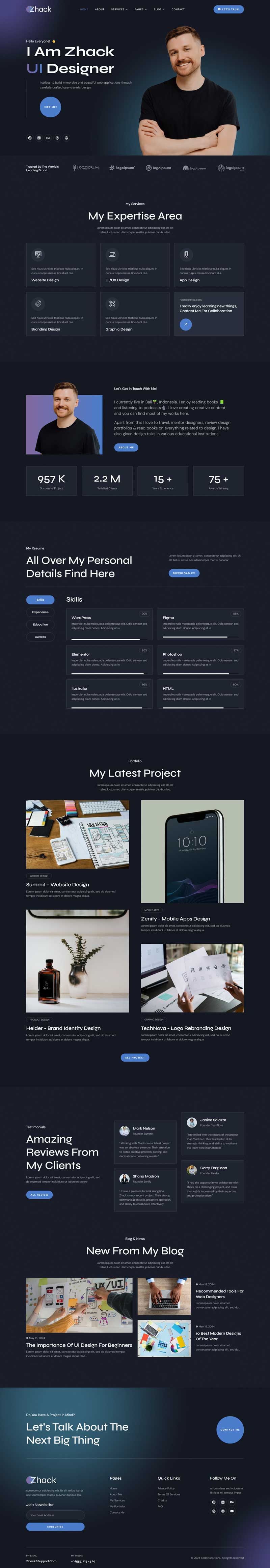 Home — Zhack - Personal Portfolio & Resume Elementor Template
