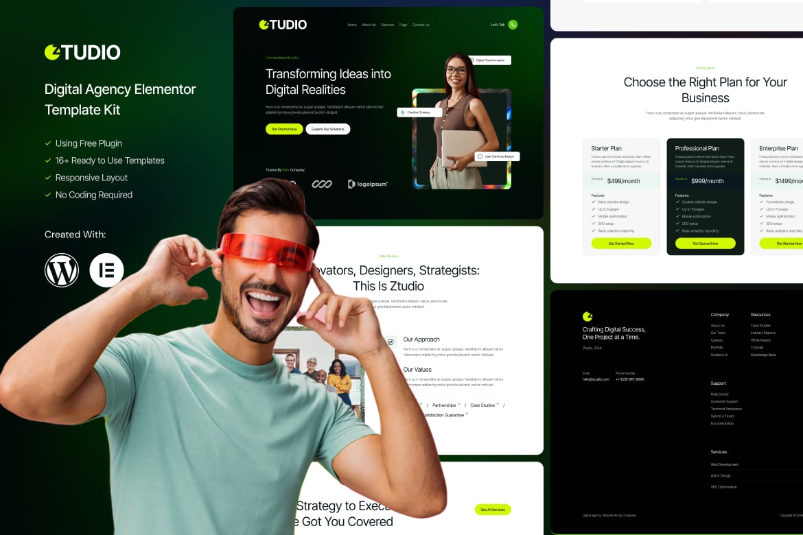 Ztudio - Digital Agency Elementor Template — Elementor template kit cover