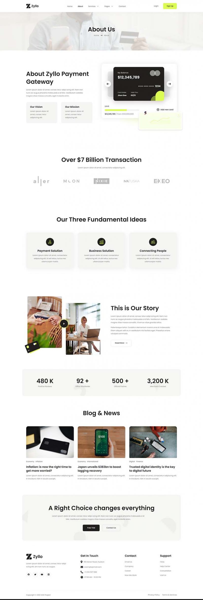 About — Zyllo - Online Payment Gateway Elementor Template
